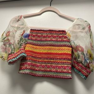 NWT Alice + Olivia Balloon Sleeve Top